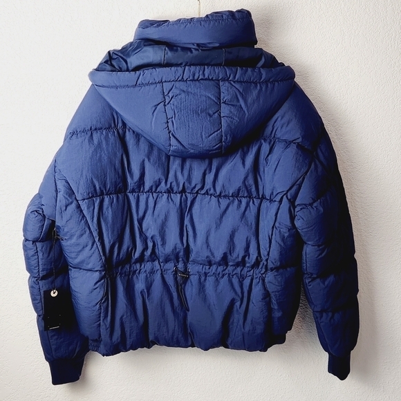 LUCKY Brand Short Puffer Medium Blue Hooded Jacket Size: S - Picture 4 of 9